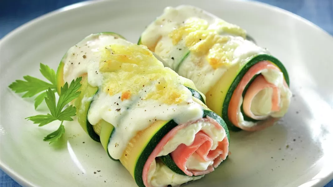 Canelones de calabacín y jamón