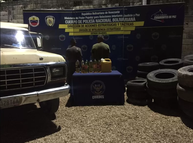Detenidos transportaban cauchos gasolina Cojedes