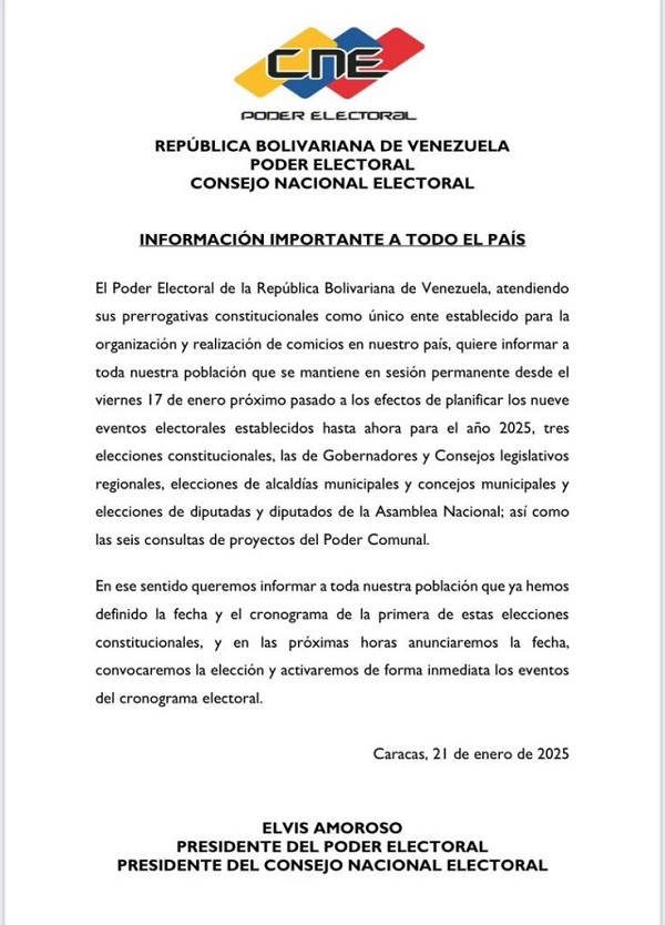 CNE nueve elecciones