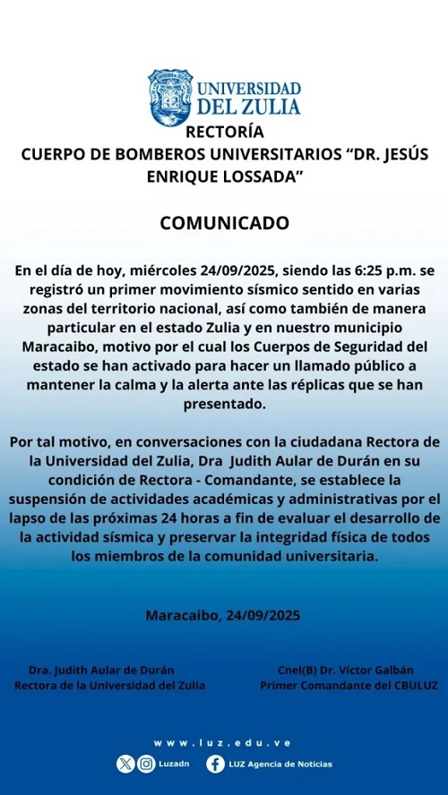 Universidad Zulia sismos