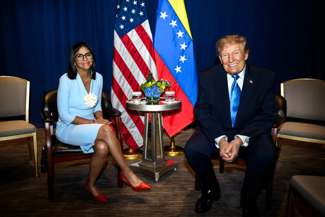 Delcy Rodríguez y Donald Trump