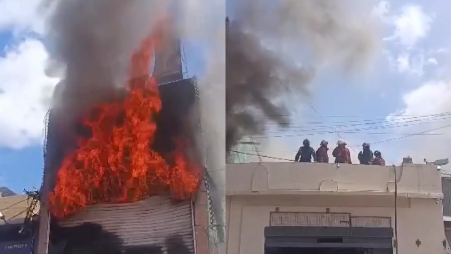 incendio en edificio comercial de El Cementerio